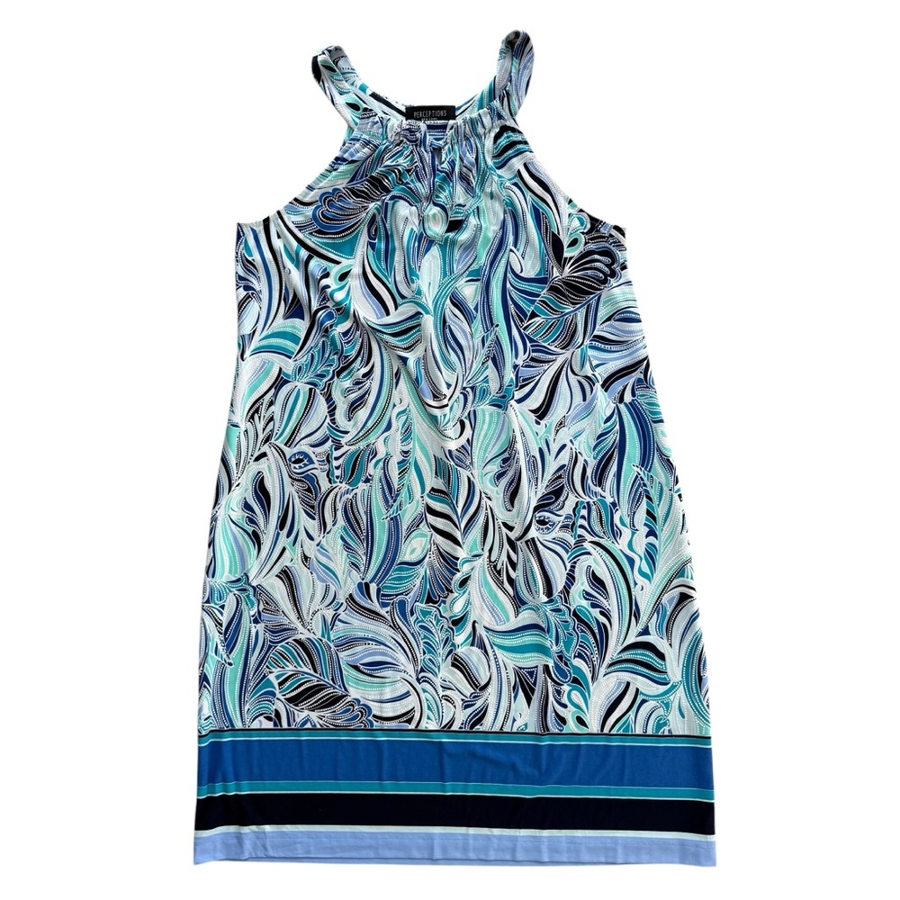 Perceptions Blue and Black Swirl Pattern Dress